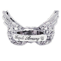 Ritzy Couture "Angels Among Us" Heart & Angel Wing (Silvertone) Ring