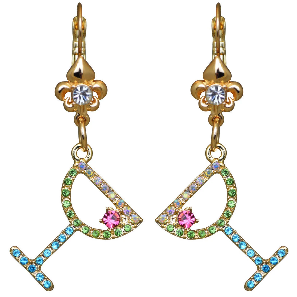 Ritzy Couture Pave Crystal Margarita Cocktail Leverback Earrings (Goldtone)