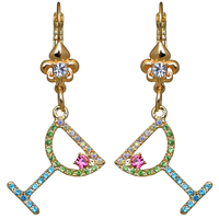 Ritzy Couture Pave Crystal Margarita Cocktail Leverback Earrings (Goldtone)