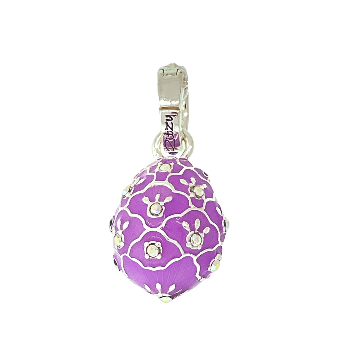 Lavender Easter Egg Enhancer Charm by Ritzy Couture DeLuxe-Fine Silver Plating