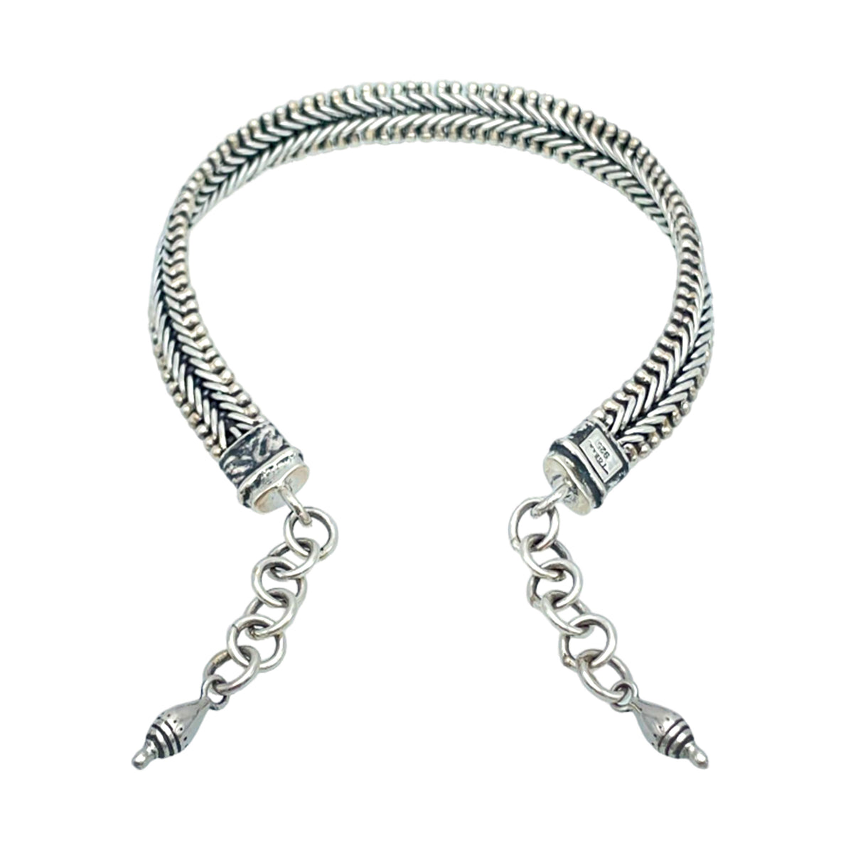 Tabra Jewelry 925 Sterling Silver Braided Adjustable Anklet Connector Chain AK30