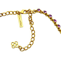 Oscar De La Renta Gold Plate Violet Tanzanite Swarovski Crystal Tennis Necklace