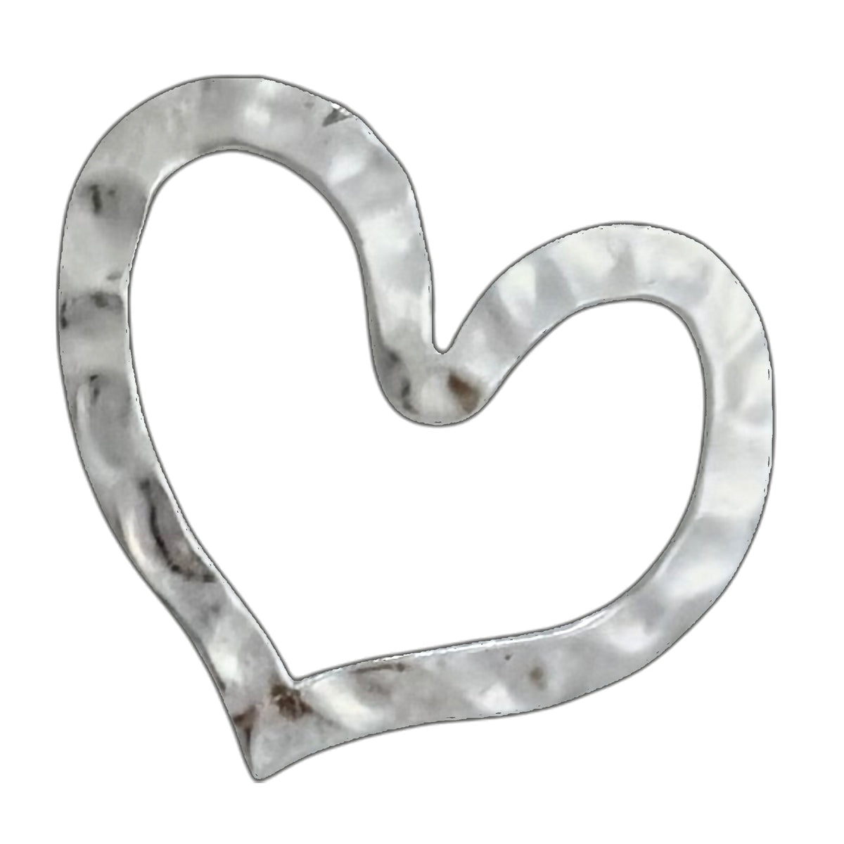 Oscar de la Renta Hammered Rhodium-Plate Heart Silhouette Post Earring 1.5” x 2”