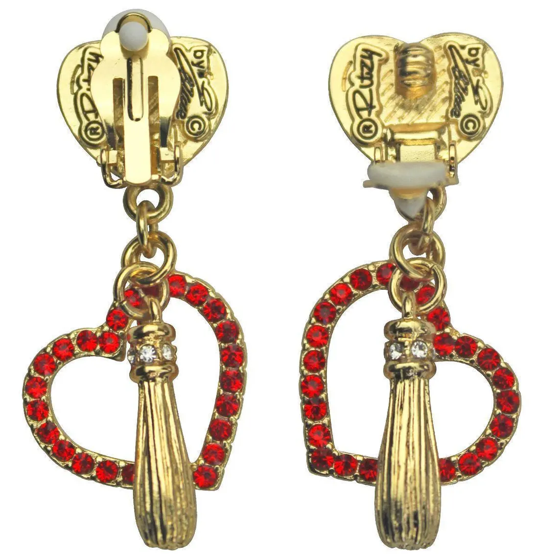 Ritzy Couture Heart Pave Charm Earrings (Goldtone)