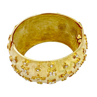 Kenneth Jay Lane 22k Gold Plated Textured Cuff Bracelet with Star Crystal Detail