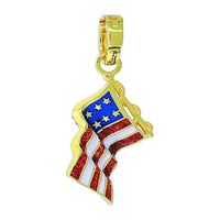 Sparkling July 4th USA Flag Enhancer Pendant Ritzy Couture DeLuxe-18k Gold Plate
