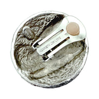 Kenneth Jay Lane Silver Plated Black Enamel Clip Earrings with Crystal Zigzag