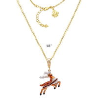 Ritzy Couture Christmas Reindeer Charm with Swarovski Crystals Enhancer Charm (Goldtone)