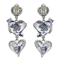 Ritzy Couture Heart & Arrow Dangle Pink Charm Earrings (Silvertone)