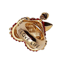 Ritzy Couture Love Valentine Heart & Arrow Red Dangle Ring for Women (Goldtone)