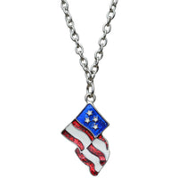 Ritzy Couture American Flag Charm Pendant Necklace (Silvertone) - Red/Blue/Silver