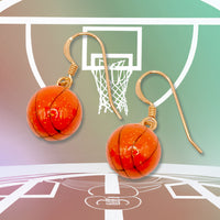 Lunch at The Ritz Basketball French Hook Earrings RARE - Orange Gold Black