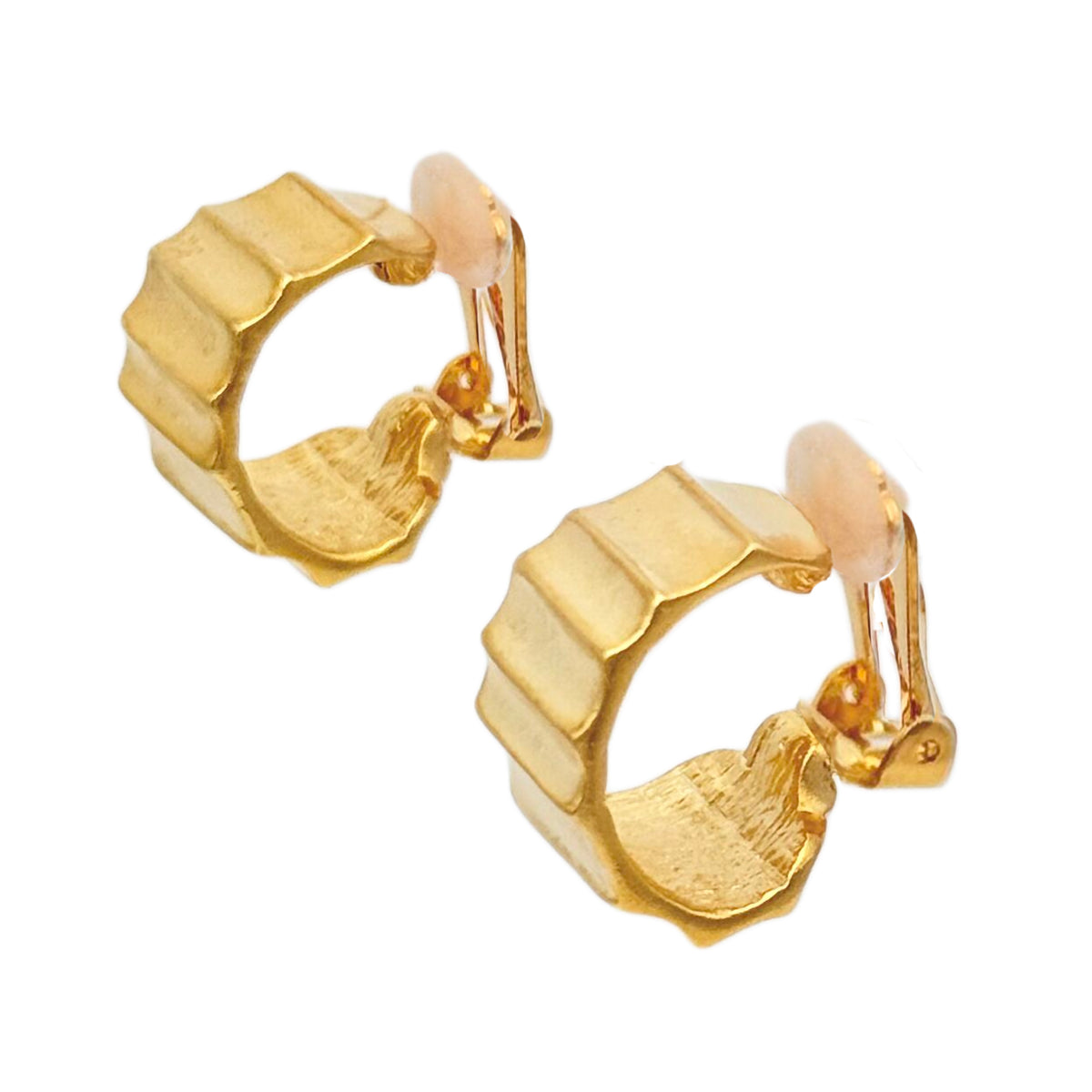 Kenneth Jay Lane Vintage-Inspired 22k Gold Plated Ribbed Clip-On Hoop Earrings