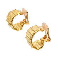 Kenneth Jay Lane Vintage-Inspired 22k Gold Plated Ribbed Clip-On Hoop Earrings