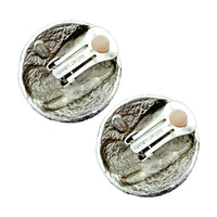 Kenneth Jay Lane Silver Plated Black Enamel Clip Earrings with Crystal Zigzag