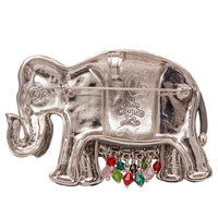 Ritzy Couture Royal Maharajah Elephant Grey Multicolor Pin/Pendant (Silvertone) - Gray Silver Orange Pink Multicolor