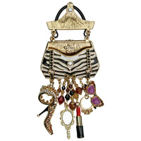 Ritzy Couture "Shopping" Deluxe Multi Charm Pin/Pendant (Goldtone) - Goldtone / Multicolor