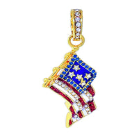 Sparkling July 4th USA Flag Enhancer Pendant Ritzy Couture DeLuxe-18k Gold Plate