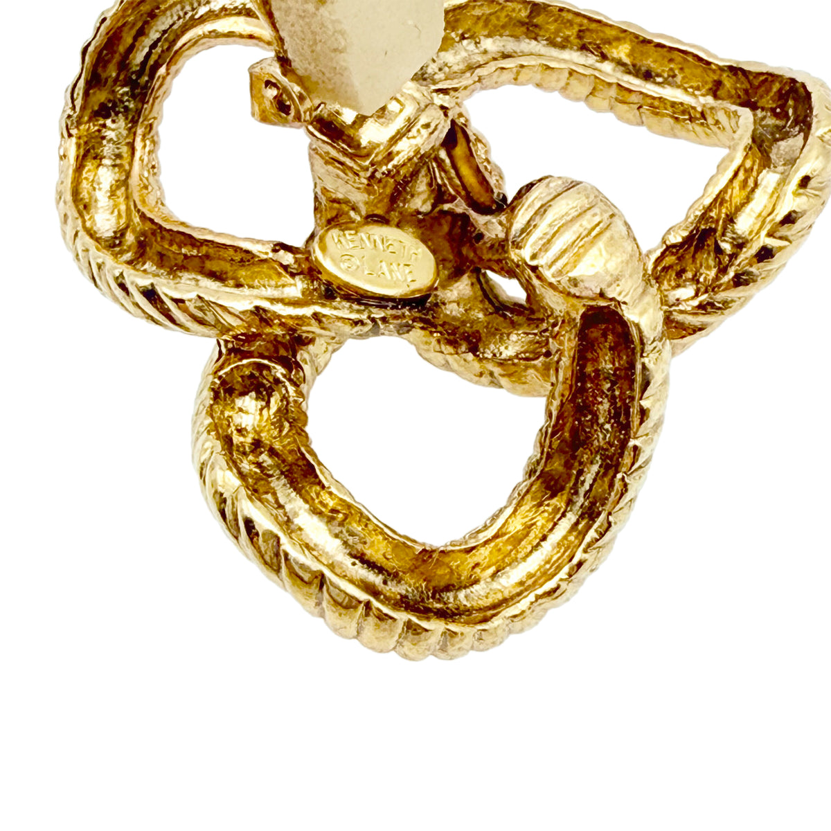 Kenneth Jay Lane 22k Gold Plated Twisted Rope Knot Statement Clip-On Earrings