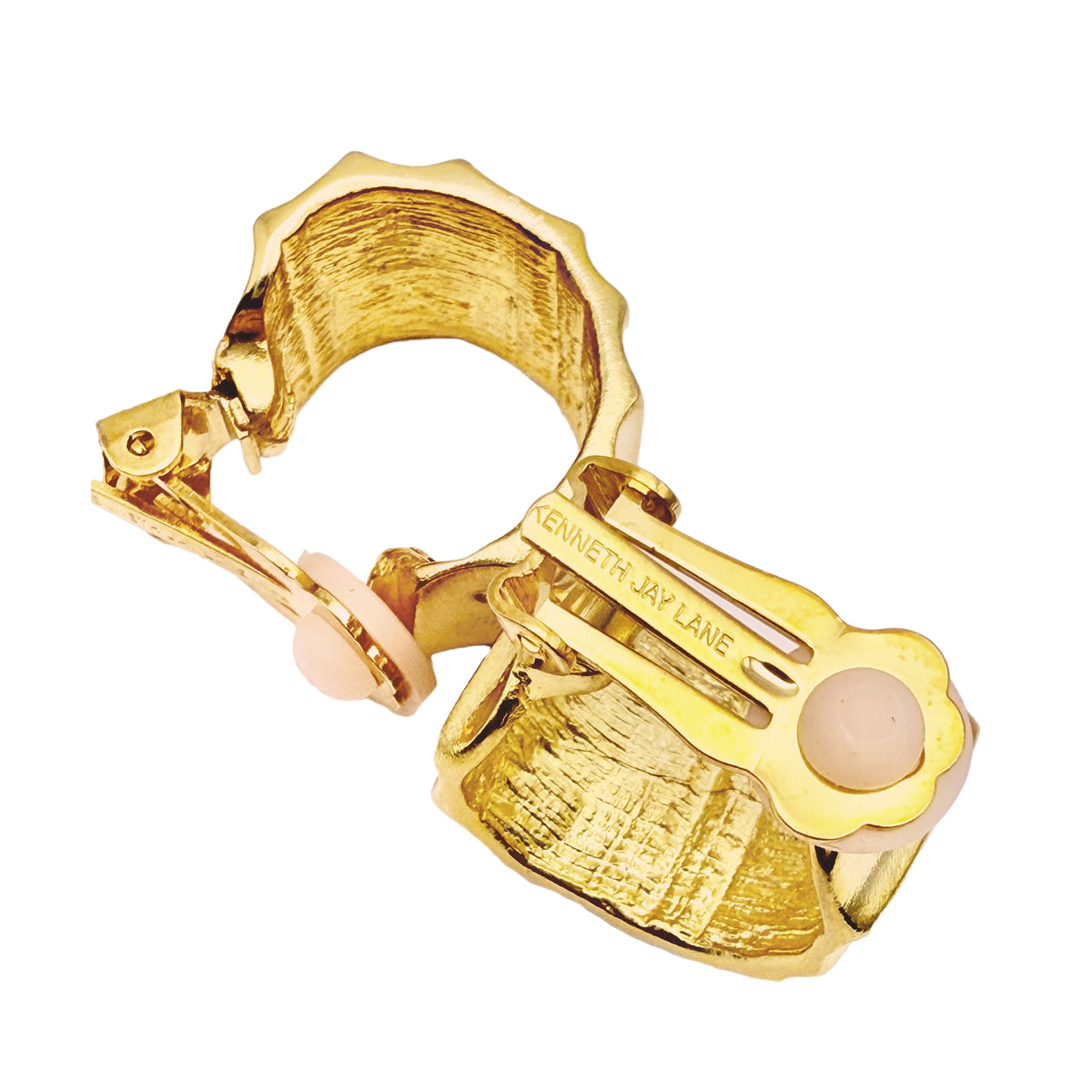 Kenneth Jay Lane Vintage-Inspired 22k Gold Plated Ribbed Clip-On Hoop Earrings
