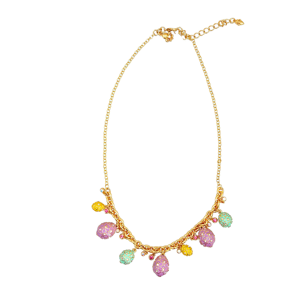 Ritzy Couture DeLuxe Pastel Easter Egg Charm Necklace with Gold Chain