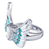 Ritzy Couture "Angels Among Us" Heart & Angel Wing (Silvertone) Ring