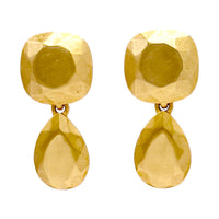 Studio image of KJL 22k gold faceted dual-shape earrings Kenneth Jay Lane