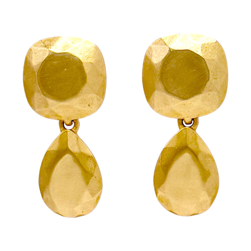 Studio image of KJL 22k gold faceted dual-shape earrings Kenneth Jay Lane