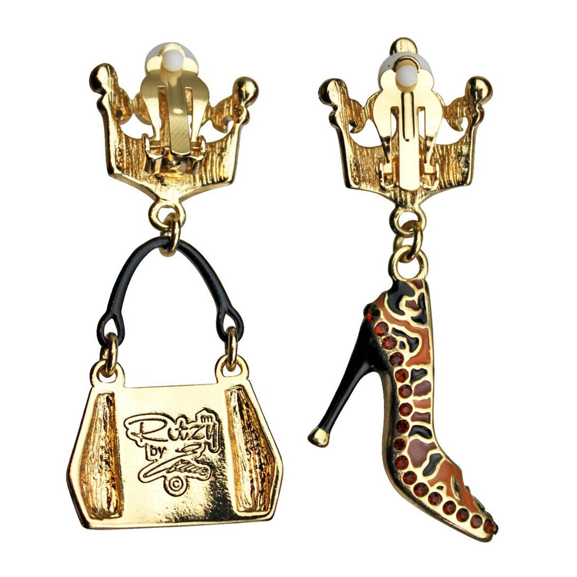 Ritzy Couture Purse and Shoe Shopping Accessories Earrings (Goldtone)