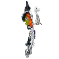 Spectacular Halloween Glamor Witch Earrings Ritzy Couture DeLuxe-Fine Silver Plate