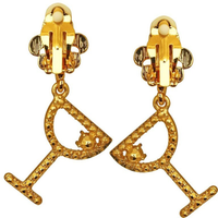 Ritzy Couture Pave Crystal Margarita Pool Party with Fleur-de-Lis Earrings (Goldtone)