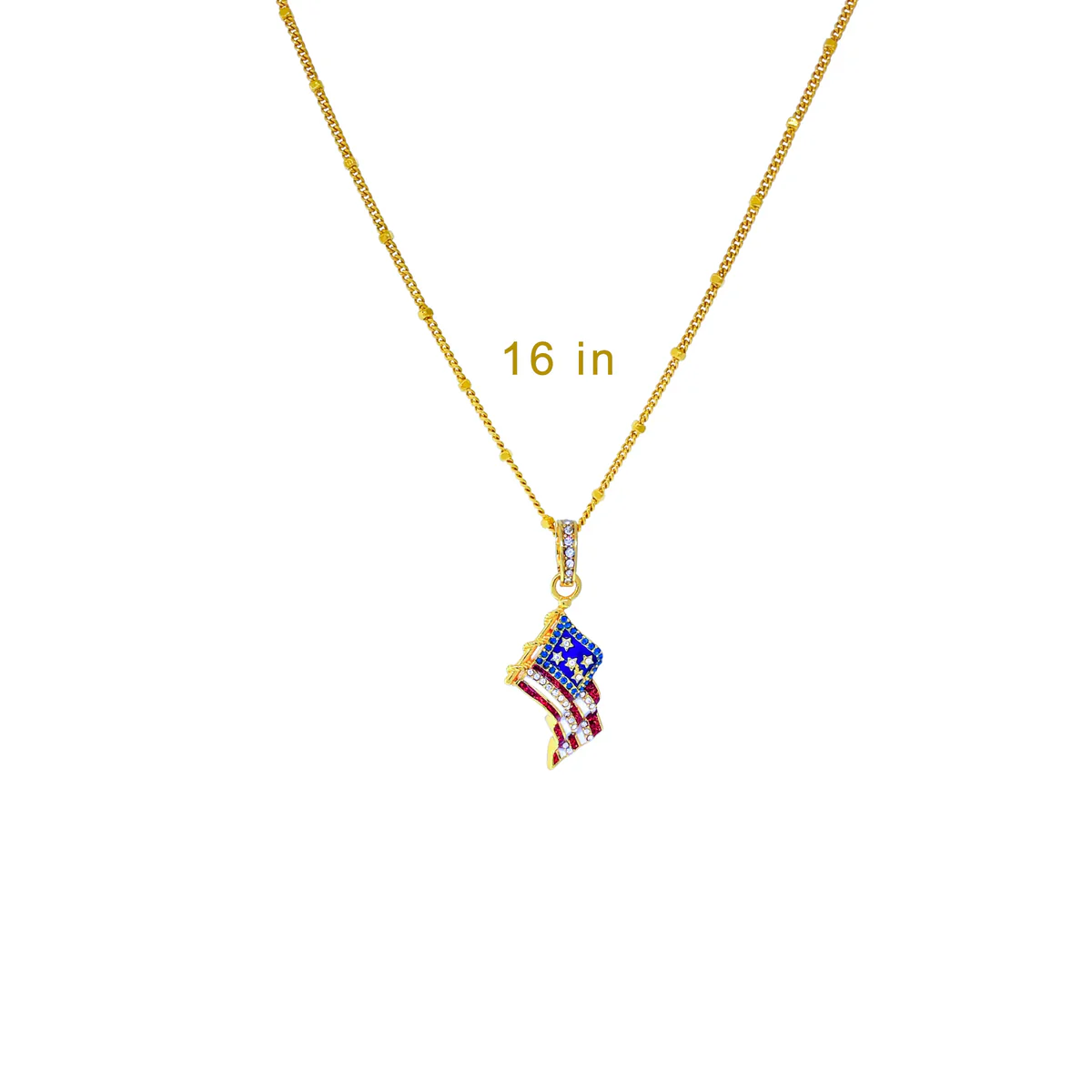 Sparkling July 4th USA Flag Enhancer Pendant Ritzy Couture DeLuxe-18k Gold Plate