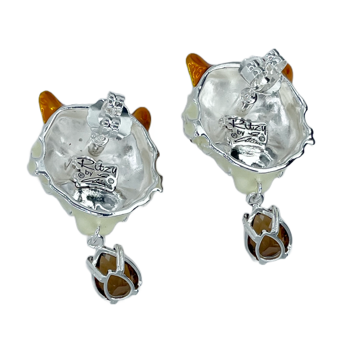 Ritzy Couture DeLuxe Bengal Tiger Earrings - Animal Inspired - Fine Silver Plated