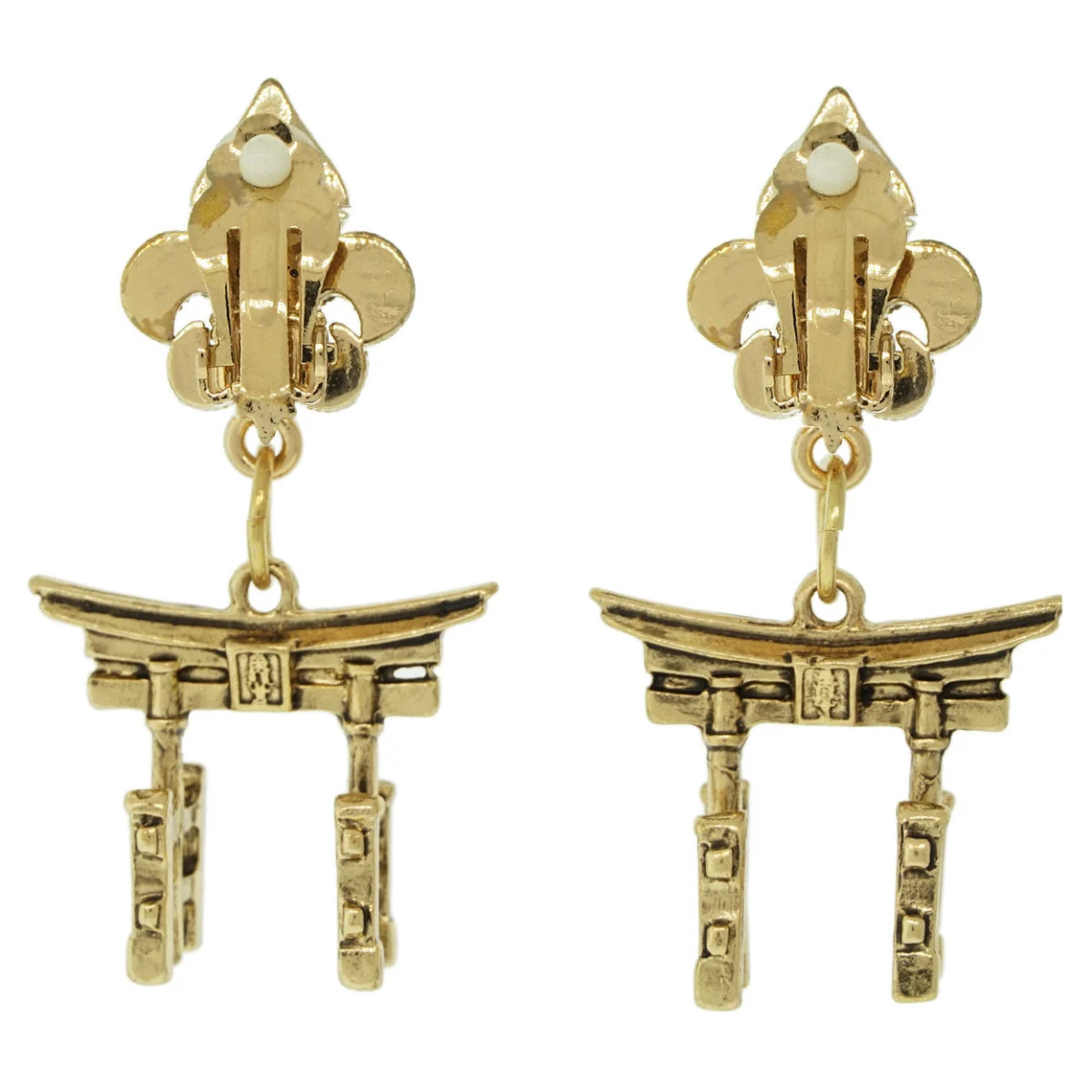 Ritzy Couture Torii Gates Japanese Spiritual Travel Earrings (Antique Goldtone) Ritzy Couture