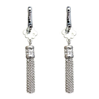 Ritzy Couture Fleur-de-Lis Crystal Tassel Leverback Earrings - Silvertone Luxury - Silvertone/Crystal Tassel