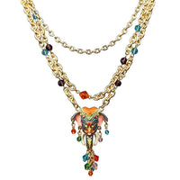 Ritzy Couture Royal Maharaja Elephant Dangle Necklace (Goldtone) - Multicolor