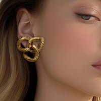 Kenneth Jay Lane 22k Gold Plated Twisted Rope Knot Statement Clip-On Earrings