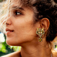 Ritzy Couture DeLuxe Bengal Tiger Earrings - Tiger Stripe Design - 22k Gold Plate