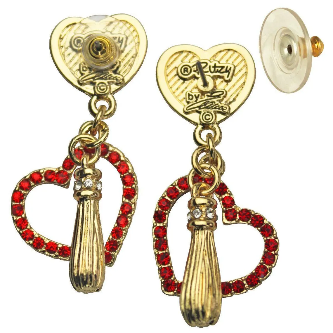 Ritzy Couture Heart Pave Charm Earrings (Goldtone)