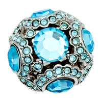 Kenneth Jay Lane Silver Plated Ring with Aquamarine Austrian Crystals Adjustable