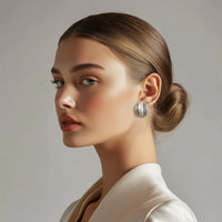 Kenneth Jay Lane Silver Plated Clip Earrings with Pearl Resin and Pave Crystals