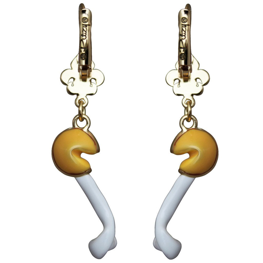Ritzy Couture Chinese Fortune Cookie Charm Earrings (Goldtone) - Gold/Yellow/White - Gold/Yellow/White