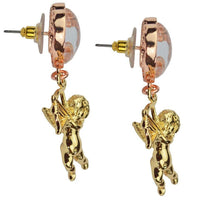 Ritzy Couture Valentine Cupid Earrings Drop Dangle Earrings for Women (Goldtone)