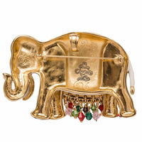 Ritzy Couture Royal Maharaja Elephant White Multicolor Pin/Pendant (Goldtone) - White Ivory Gold Orange Pink Multicolor