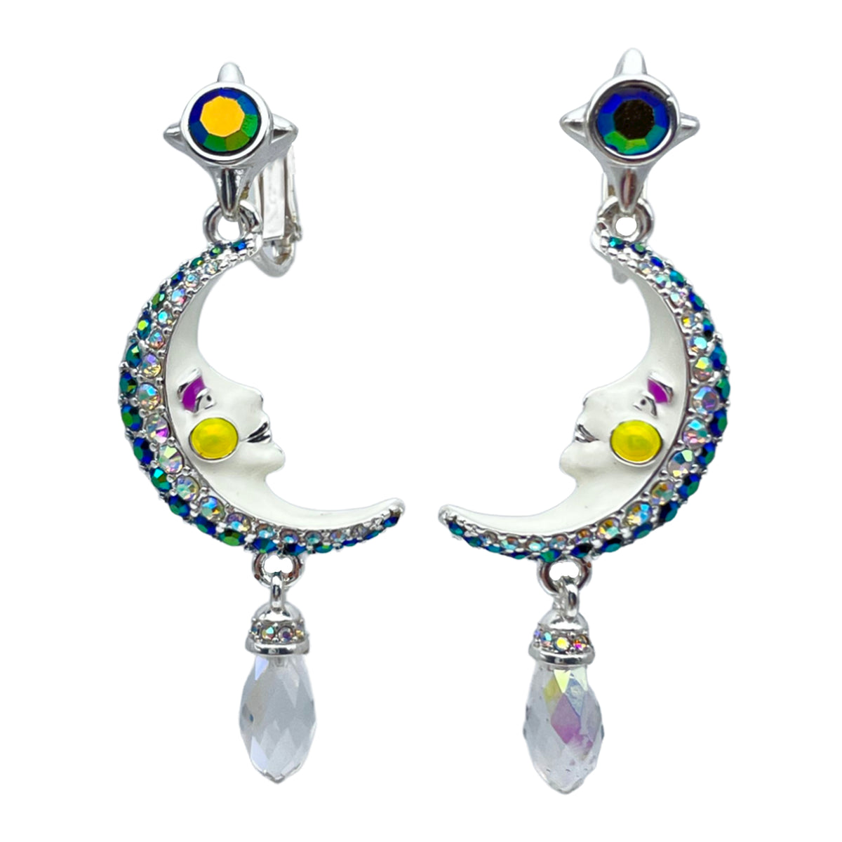 Magical Mystical Crescent Moon Earrings Ritzy Couture DeLuxe Fine Silver Plating