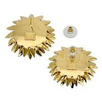 Lunch at The Ritz Sunflower Crystal Post Earrings 22k Gold Enamel Handmade USA