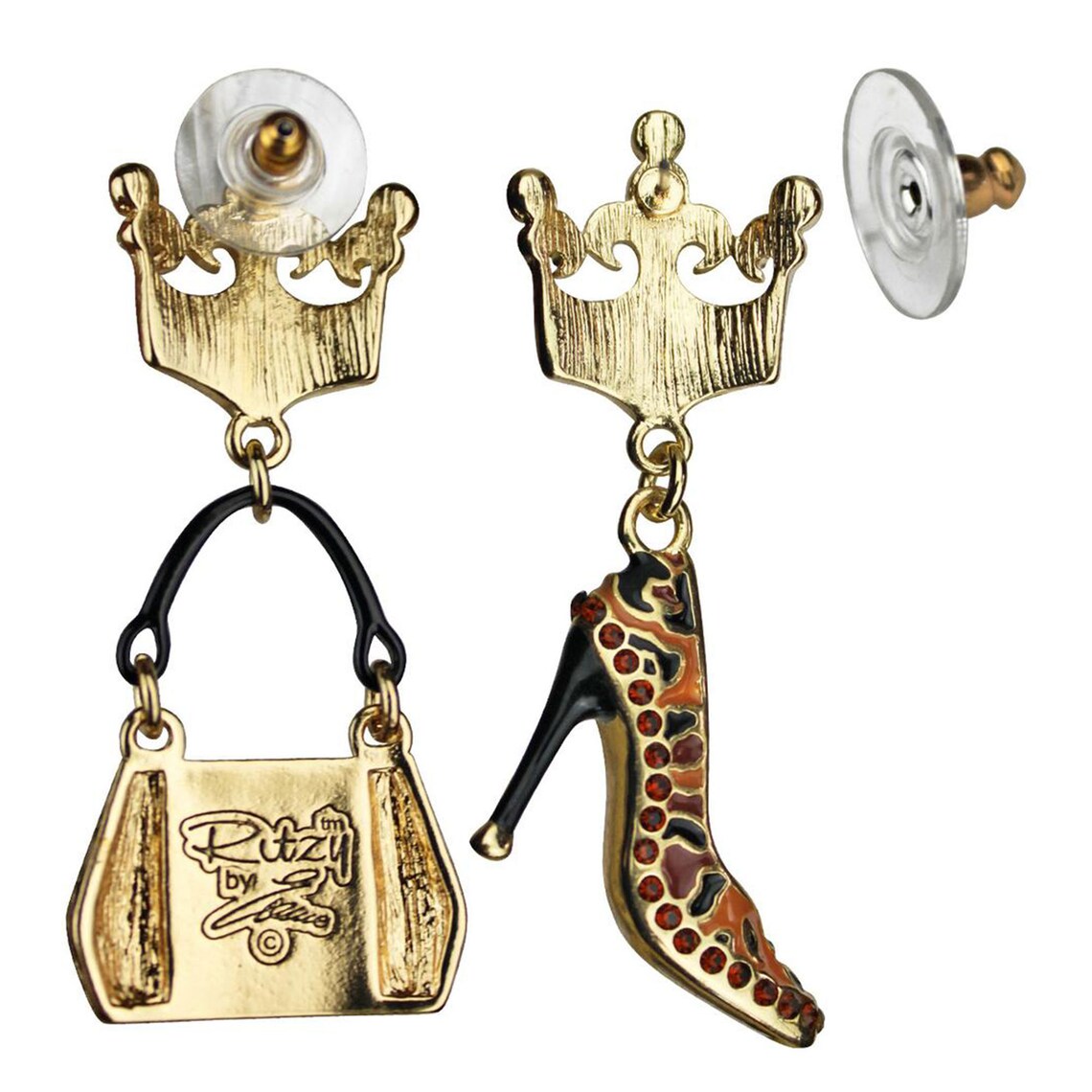 Ritzy Couture Purse and Shoe Shopping Accessories Earrings (Goldtone)