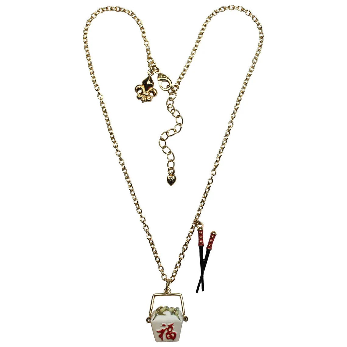 Ritzy Couture Chinese Take Out Food Container & Chopsticks Drop Dangle Post Earrings (Goldtone)