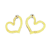 Oscar de la Renta Hammered Goldtone Heart Silhouette Post Earrings, 1.5" x 2"