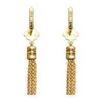 Ritzy Couture Fleur-de-Lis Topaz  Tassel Leverback Earrings - Goldtone Luxury - Goldtone/Topaz Tassel